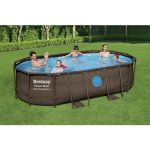 Basen ogrodowy stelażowy Bestway Power Steel Swim Vista 56714 427x250x100cm + pompa z filtrem 58383