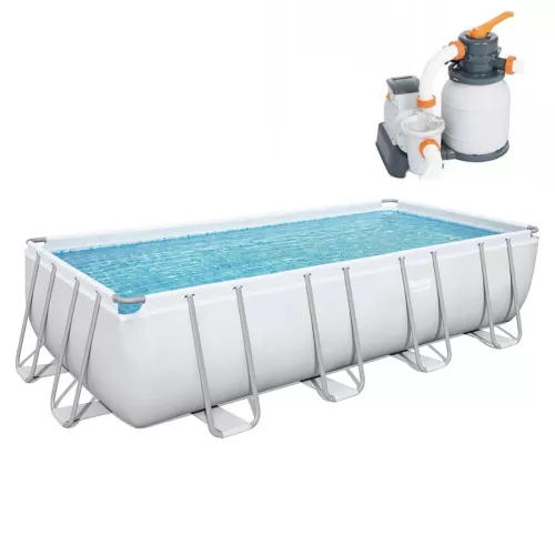 Basen ogrodowy stelażowy Bestway Power Steel 56466 549x274x122cm + pompa piaskowa z filtrem 58497