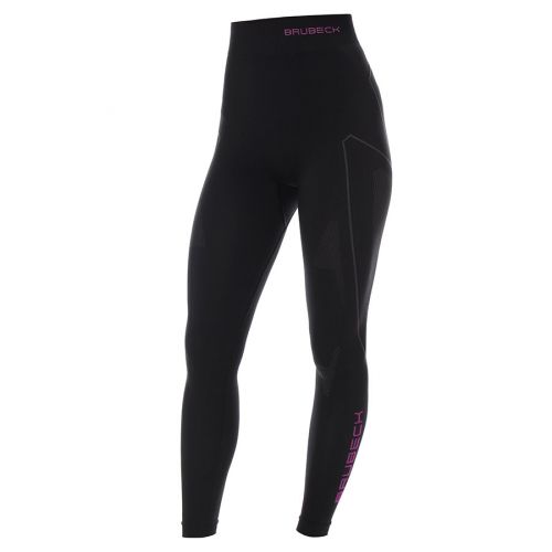 Spodnie termoaktywne Brubeck THERMO LE11870A z długą nogawką, damskie, czarno-różowe