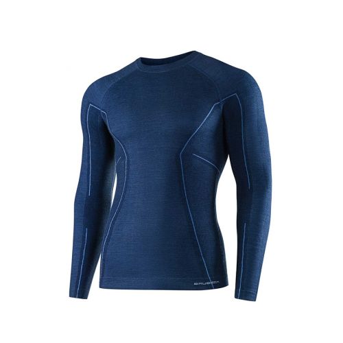 Koszulka termoaktywna Brubeck ACTIVE WOOL LS12820, męska, granatowa