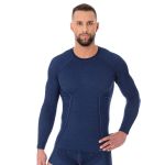 Koszulka termoaktywna Brubeck ACTIVE WOOL LS12820, męska, granatowa