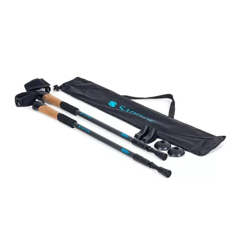 Kije do nordic walking trekking Sapphire ST-073 + 2 pary końcówek i pokrowiec - szare