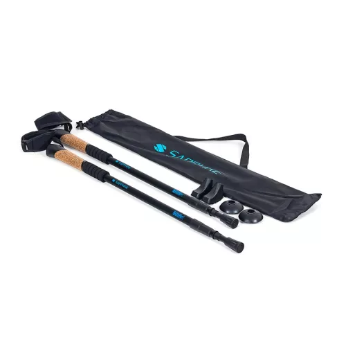 Kije do nordic walking trekking Sapphire ST-073 + 2 pary końcówek i pokrowiec - czarne