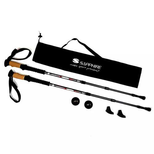 Kije do nordic walking /trekking Sapphire ST-071+ 2 pary końcówek - czarne