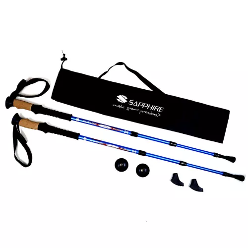 Kije do nordic walking /trekking Sapphire ST-071+ 2 pary końcówek - niebieskie