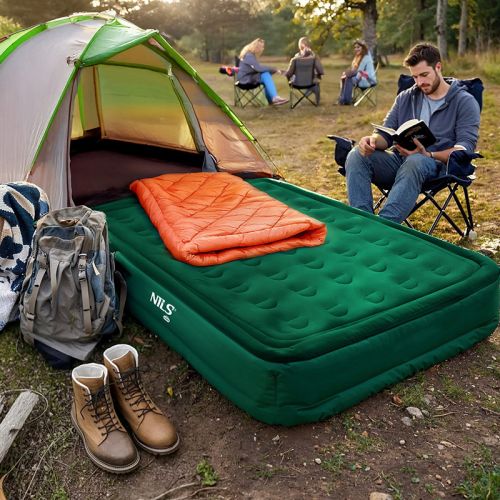 Materac dwuosobowy King Size Nils Camp NC2808 + pompka - zielony