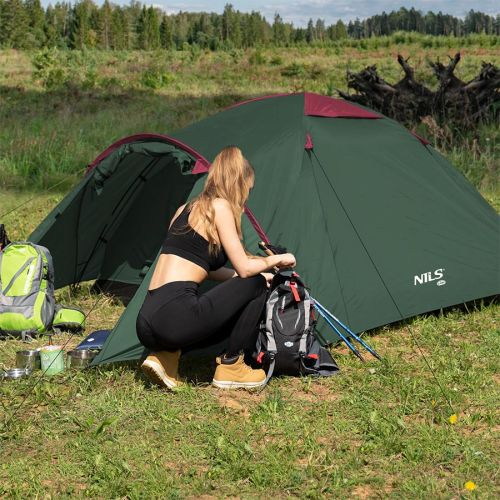 Namiot kempingowy Nils Camp NC6013 Rocker - zielono-czerwony