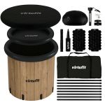 Wanna lodowa z imitacji drewna XXL Virtufit 375 l z akcesoriami Wanna lodowa z imitacji drewna XXL Virtufit 375 l z akcesoriami