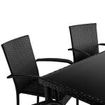 Zestaw mebli z technorattanu SANTOS - stół + 6 krzeseł - czarny
