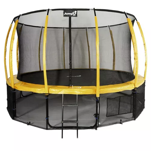 Trampolina ogrodowa 487cm/16ft żółta maxy comfort plus z wewnętrzną siatką