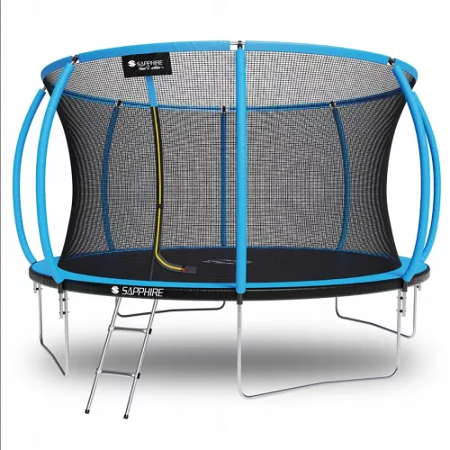 Trampolina Sapphire ST-1212W 12FT 374 cm z siatką wewnętrzną + drabinka GRATIS - niebieska