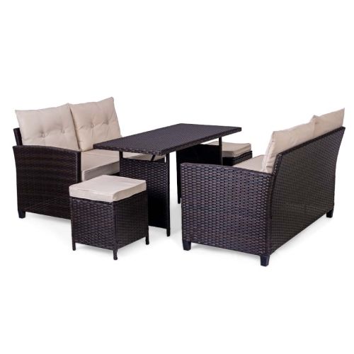 Zestaw mebli ogrodowych Sapphire ST-1310 Gino - narożnik + stół + pufy