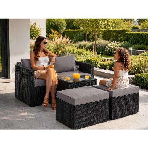 Zestaw modułowych mebli ogrodowych Sapphire ST-1320 Daco - sofa, stolik, pufy