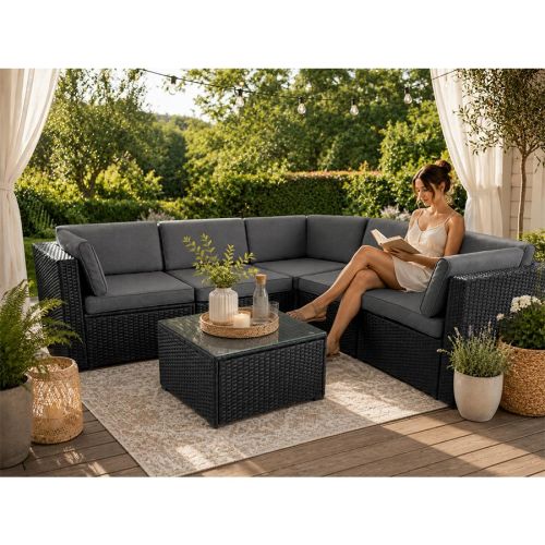 Narożnik ogrodowy z technorattanu Sapphire ST-1330 Rubi