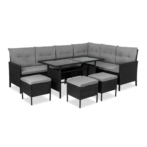 Zestaw mebli ogrodowych Sapphire ST-1570 Gusto - narożnik + stół - czarne Zestaw mebli ogrodowych Sapphire ST-1570 Gusto - narożnik + stół - czarne