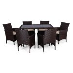 Zestaw mebli z technorattanu ST-810 Torino - stół + 6 krzeseł - brąz