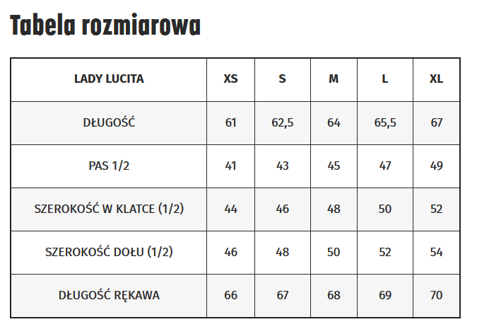 Tabela rozmiarów