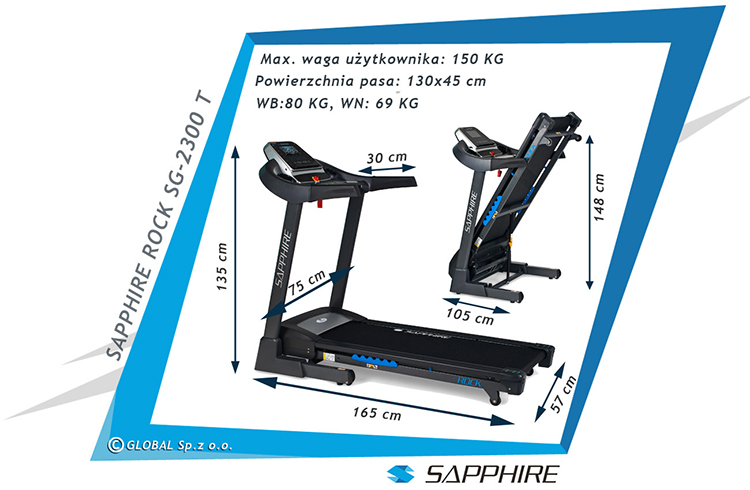 Bieżnia treningowa Sapphire ROCK SG-2300T