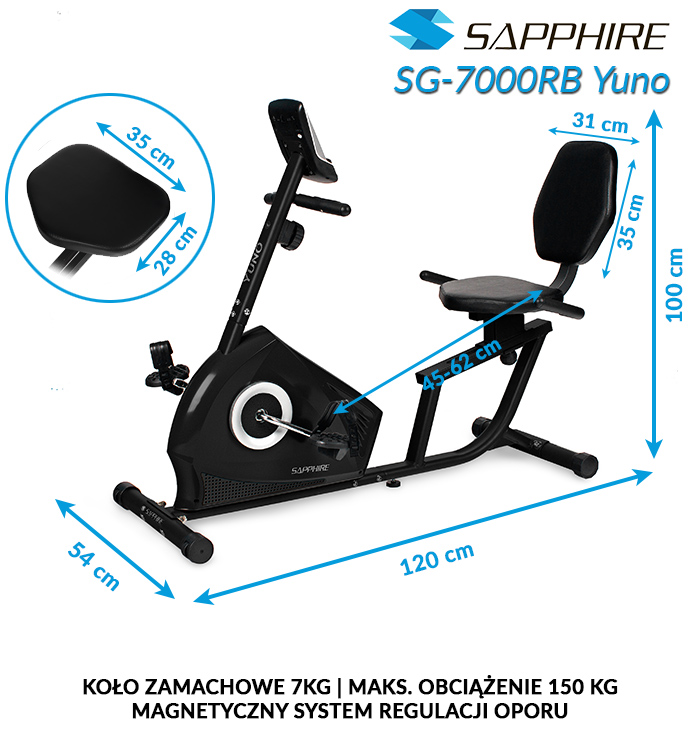 Rower poziomy Sapphire SG-7000RB YUNO Rower poziomy Sapphire SG-7000RB YUNO