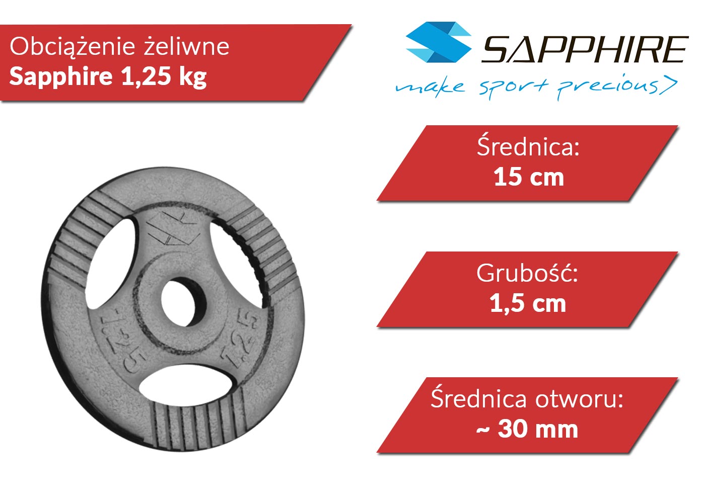 Obciążenia żeliwne Sapphire 1,25 kg