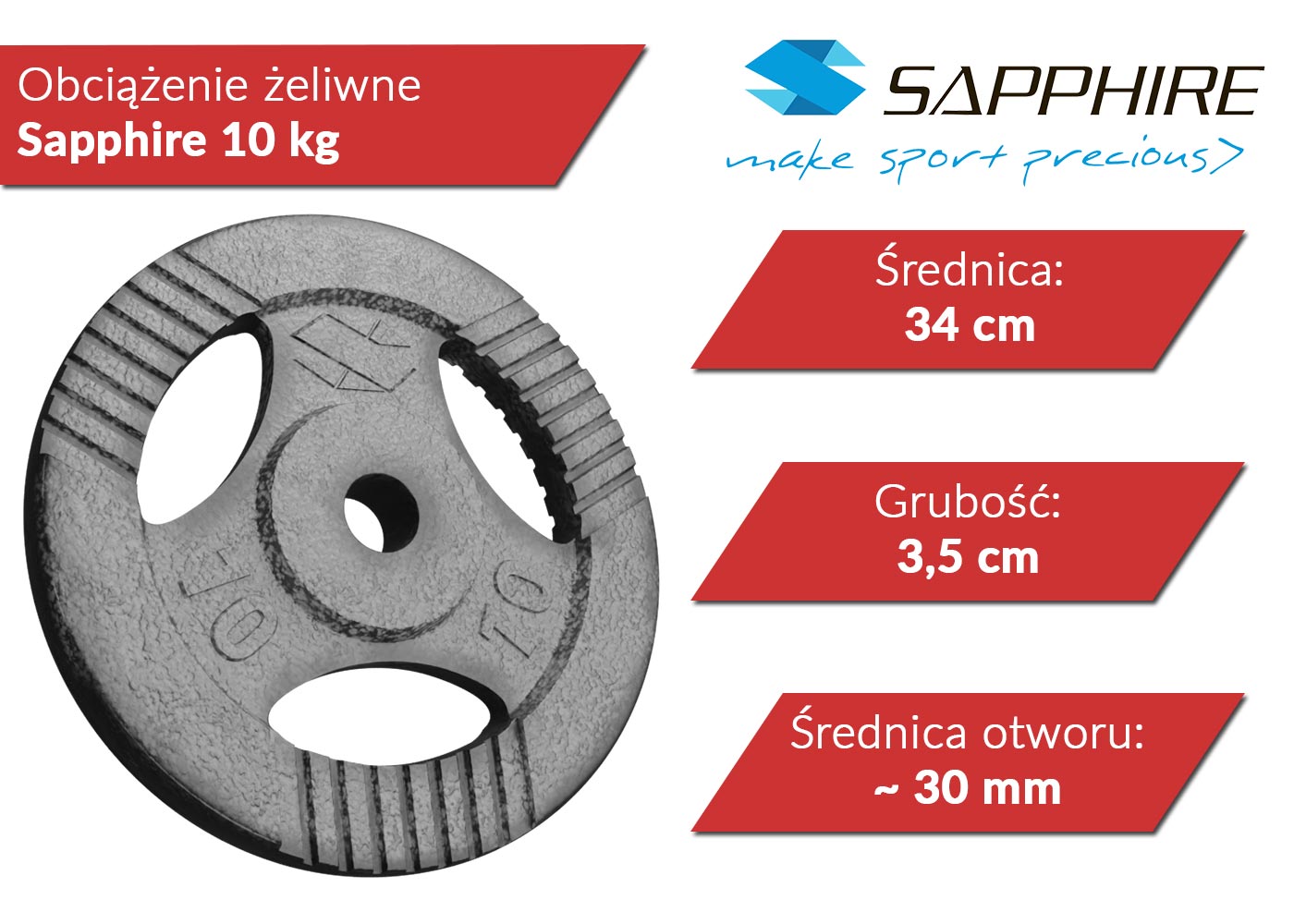 Obciążenie żeliwne Sapphire 10 kg