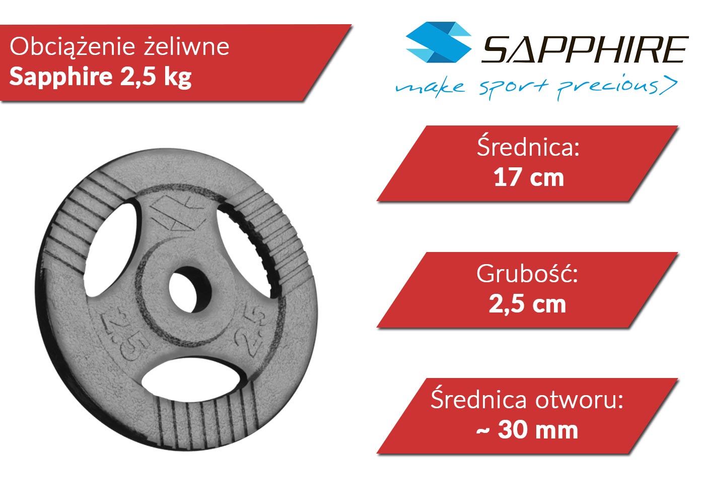 Obciążenia żeliwne Sapphire  2,5 kg