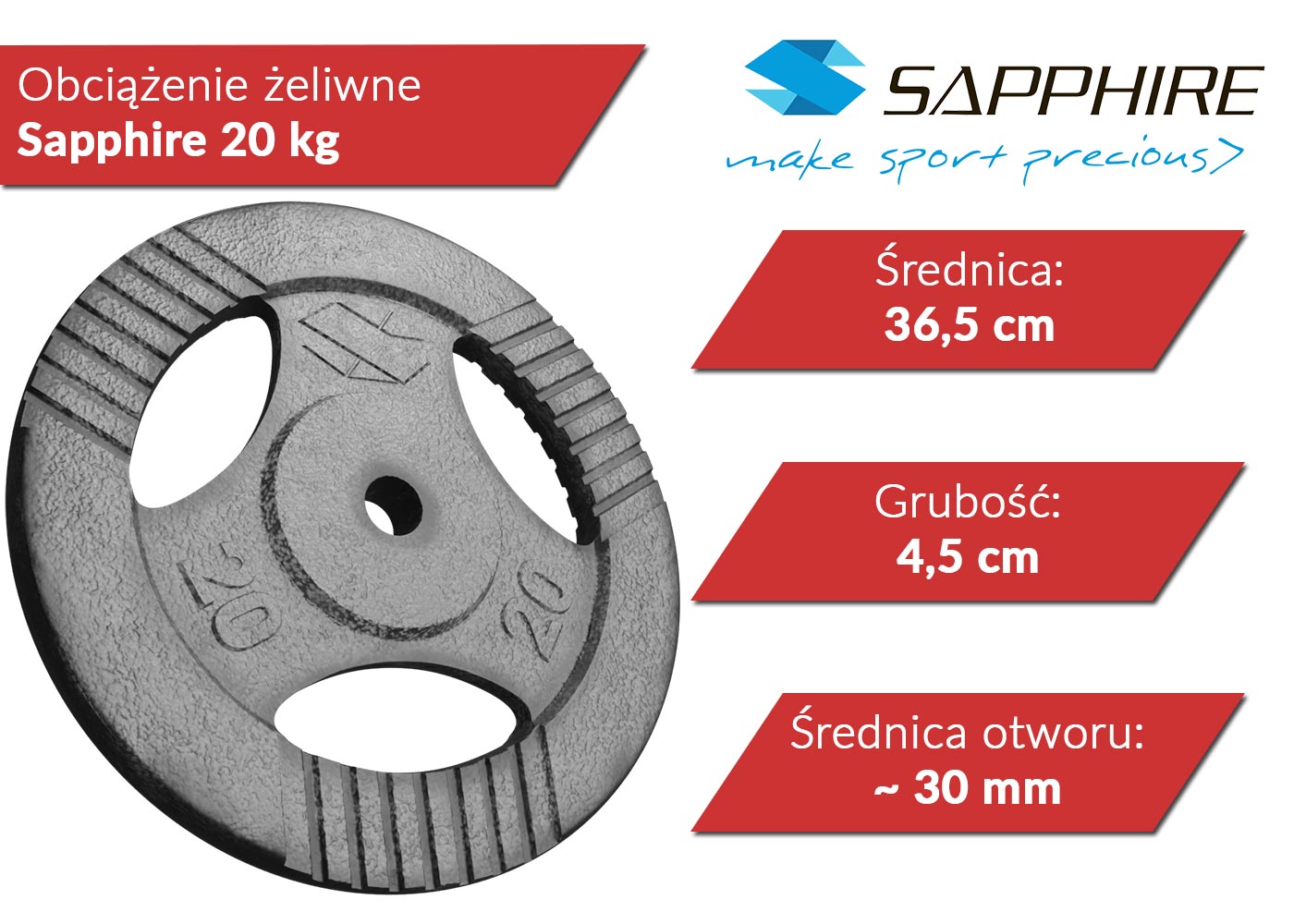 Obciążenia żeliwne Sapphire 20 kg