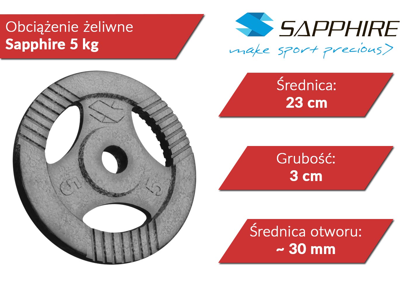 Obciążenie żeliwne Sapphire 5 kg