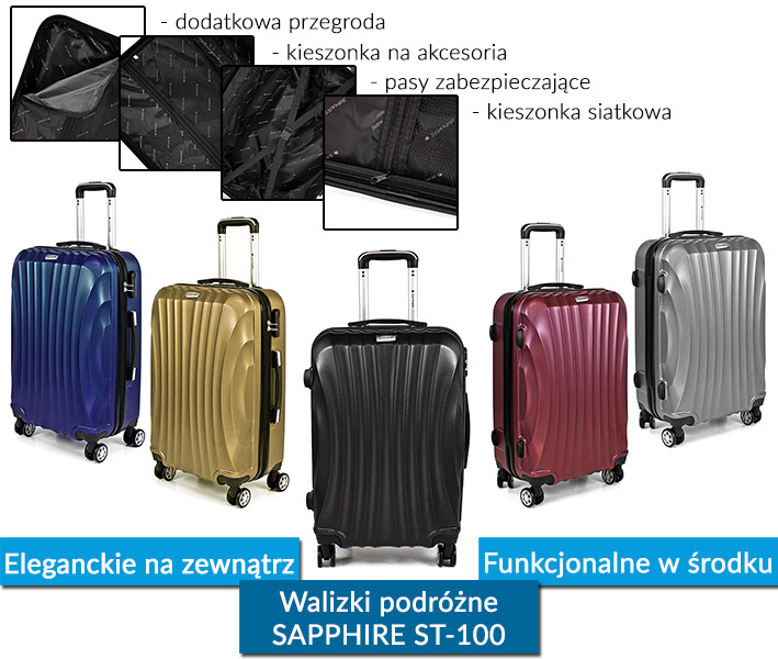 Zestaw walizek podróżnych 3w1 Sapphire ST-100