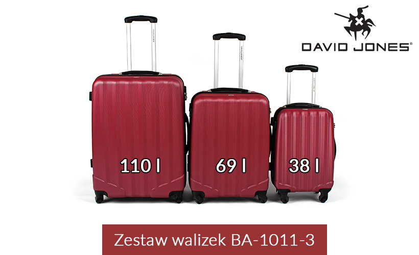 Zestaw walizek podróżnych 3w1 David Jones - czerwone Zestaw walizek podróżnych 3w1 David Jones - czerwone