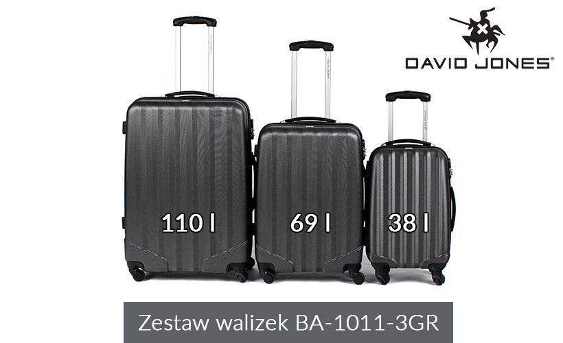 Zestaw walizek podróżnych 3w1 David Jones - grafitowe Zestaw walizek podróżnych 3w1 David Jones - grafitowe