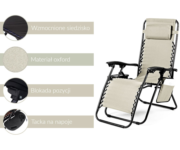 Leżak ogrodowy ACTIVE - bezowy Leżak ogrodowy ACTIVE - bezowy