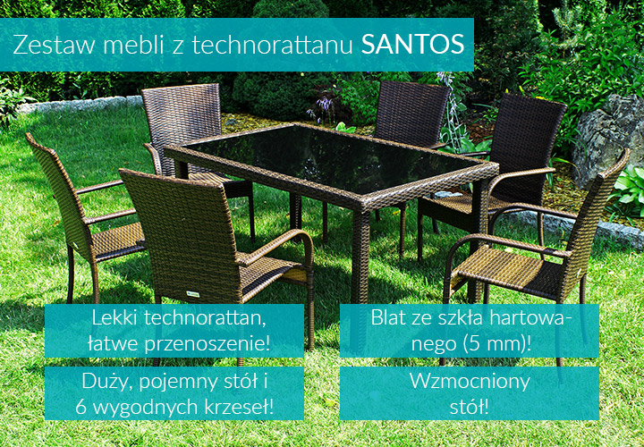 Zestaw mebli z technorattanu SANTOS - stół + 6 krzeseł Zestaw mebli z technorattanu SANTOS - stół + 6 krzeseł